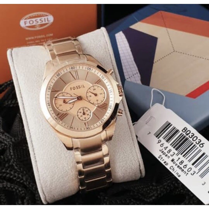 Jam tangan Fossil original BQ3036 rosegold series