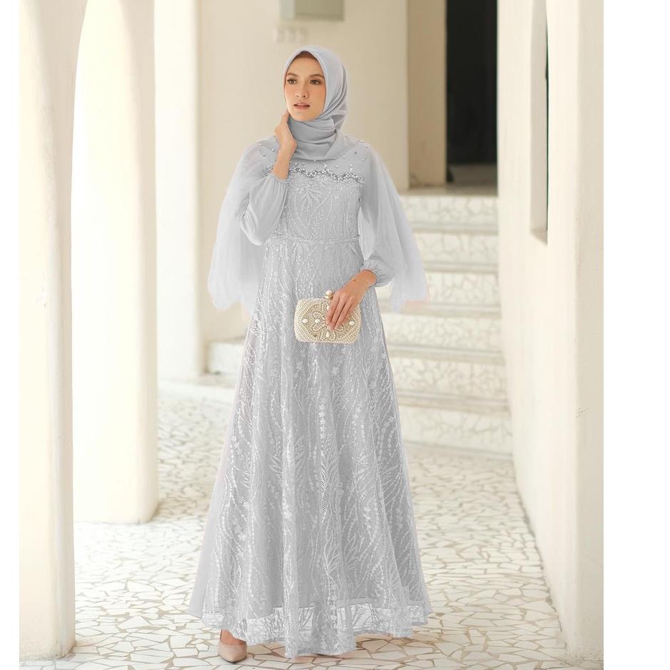 Terlaris.. Gamis Brukat Modern Terbaru, Gamis Remaja Dress Wanita Dress Kondangan Lamaran Wisuda Leb