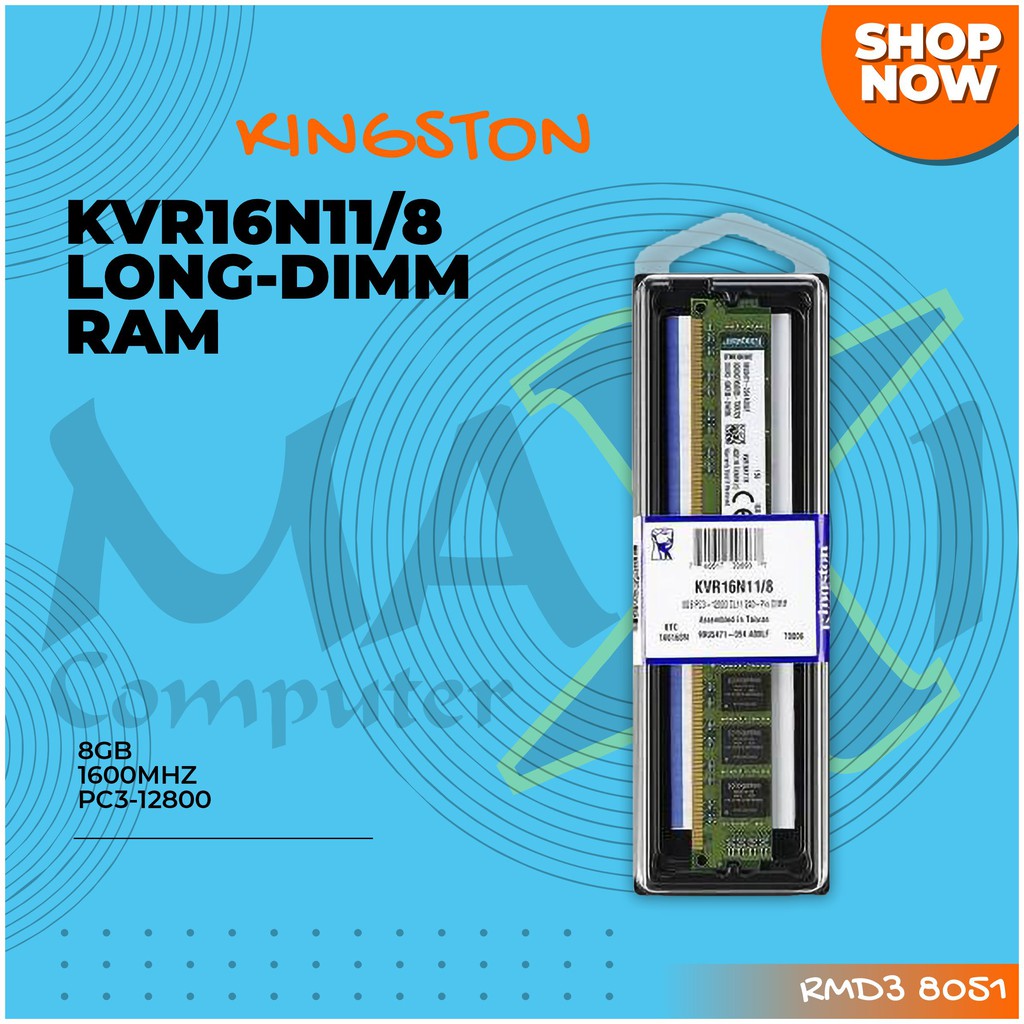 Kingston KVR16N11/8 8GB PC3-12800 DDR3 1600Mhz Longdimm Memory RAM