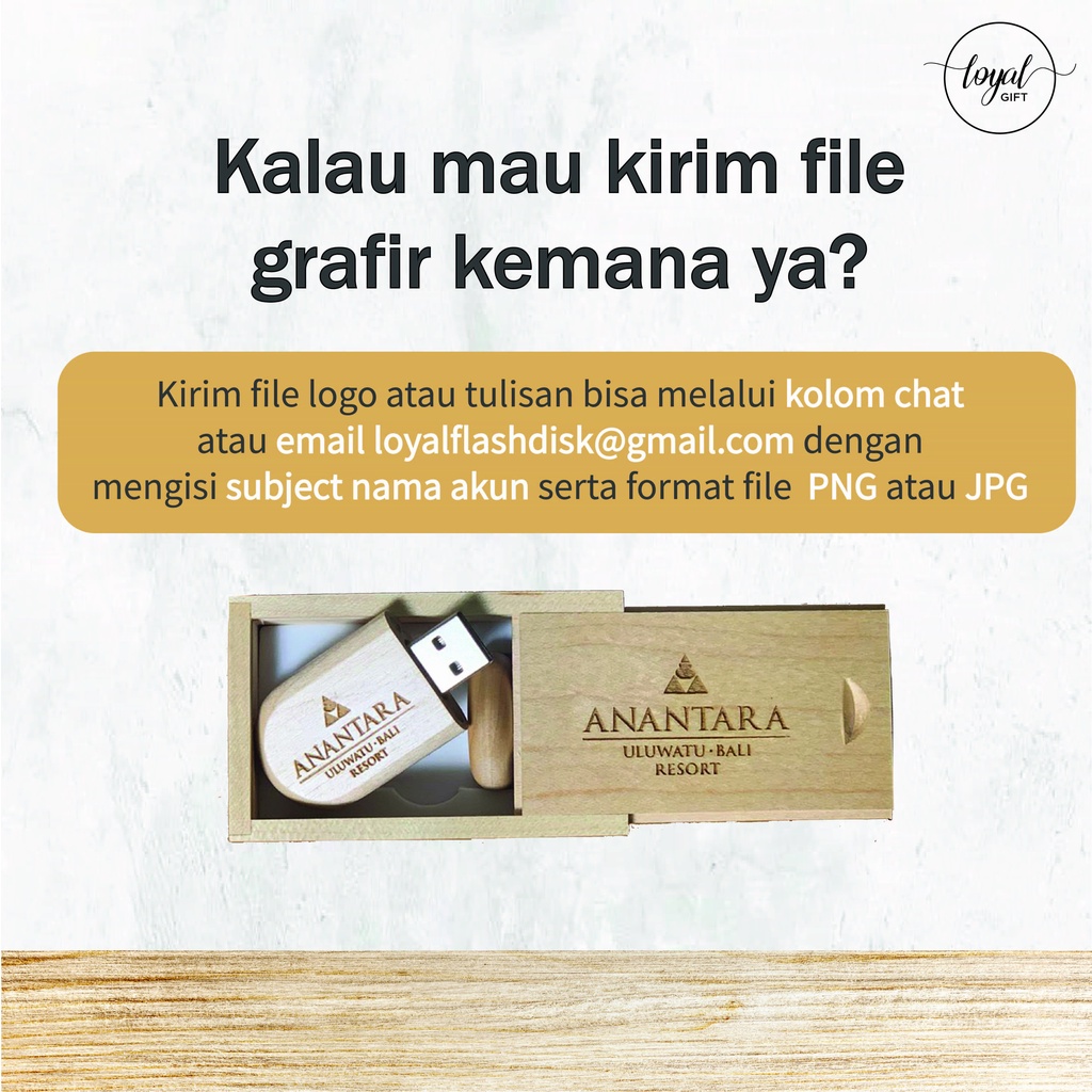 USB Flashdisk Kayu Oval + Box Geser - GARANSI GANTI BARU