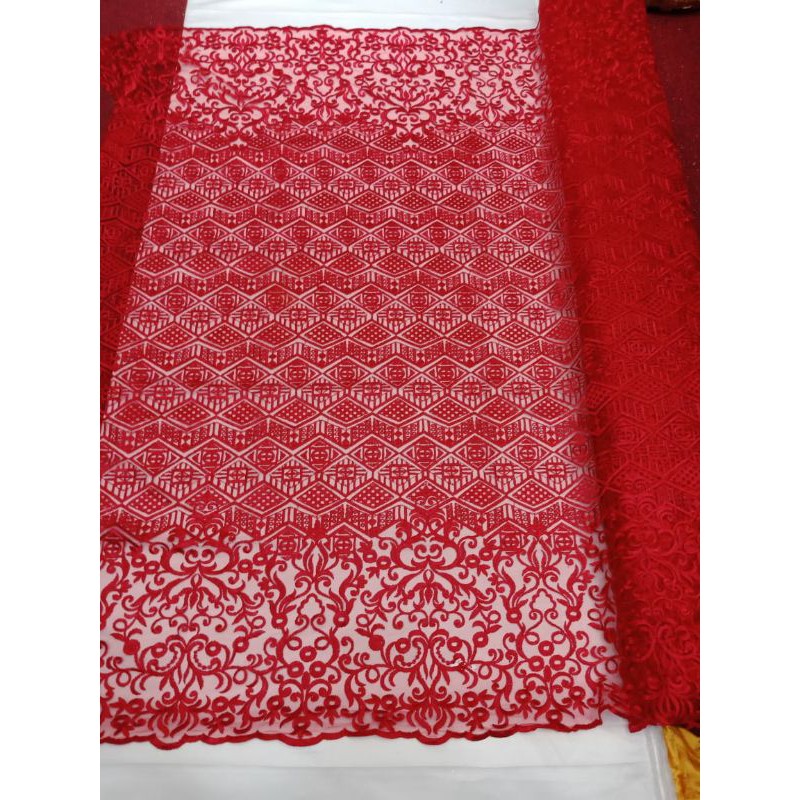 Bahan Kain Tile Kotak Bordir