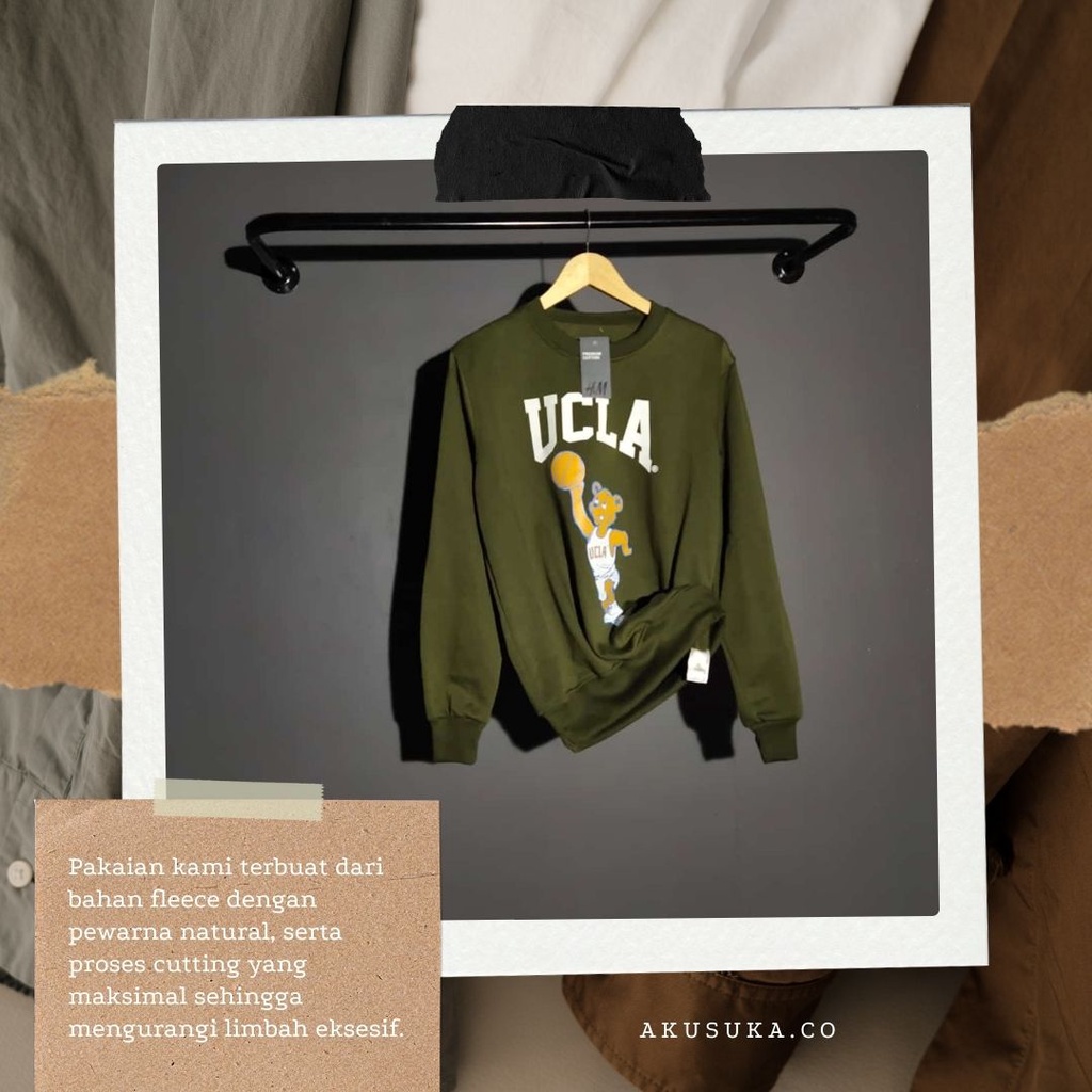 Crewneck Ucla Original Crewneck UCLA Sweater ucla hitam hijau abu abu crewneck ucla hnm UCLA