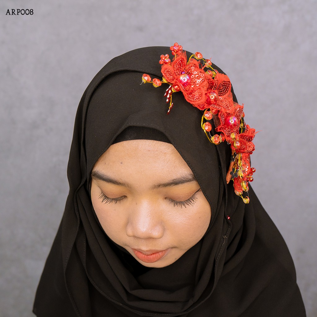 [PRODUK TERLARIS] CROWN HIJAB WEDDING ASESORIS WANITA FASHION MOTIF BUNGA ARP008