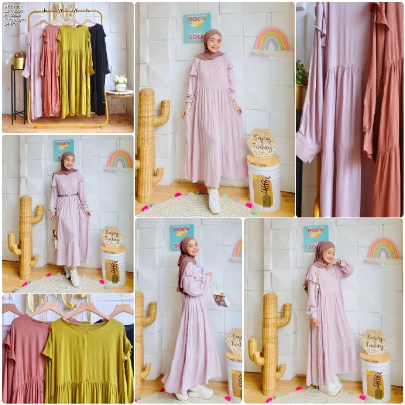 BJ Midi Dress Katun Rayon Muslim Jumbo Ld 120 Diara Midi Dres