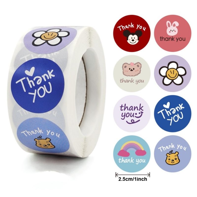 Stiker Label 2.5cm Stiker Thank you Motif Flower Cute Untuk Cookies Packaging OL Shop Stiker Bulat Thank You Sticker Bulat Aesthetic Stiker Packing Stiker Kemasan Stiker Selamat Menikmati Stiker Natal Christmas Ulang Tahun Birthday