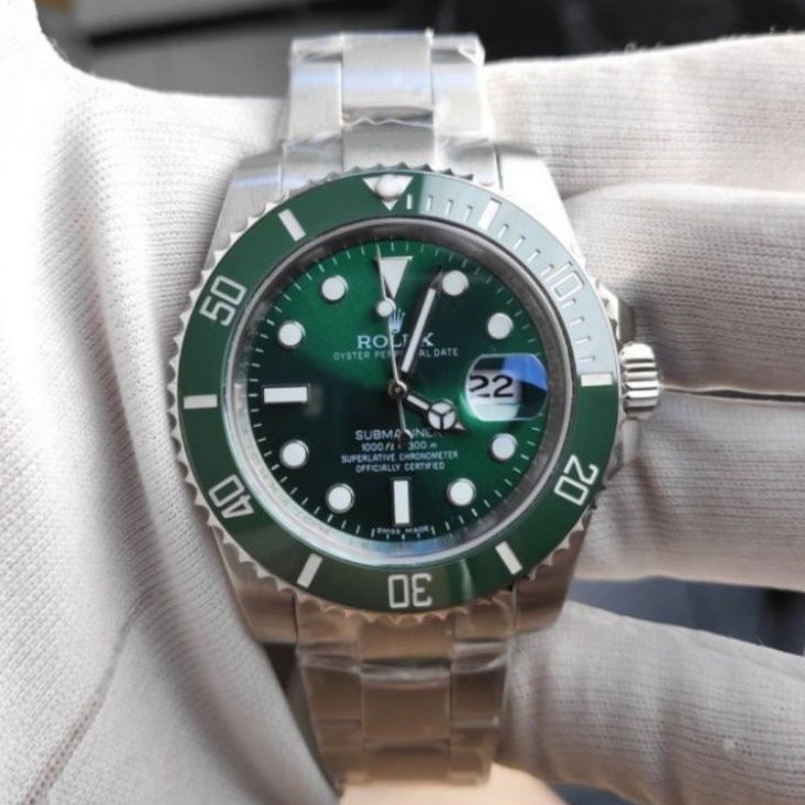 jam tangan pria mewah Rolex submariner 116610 LV GREEN CRAMUCBEST CLONE new