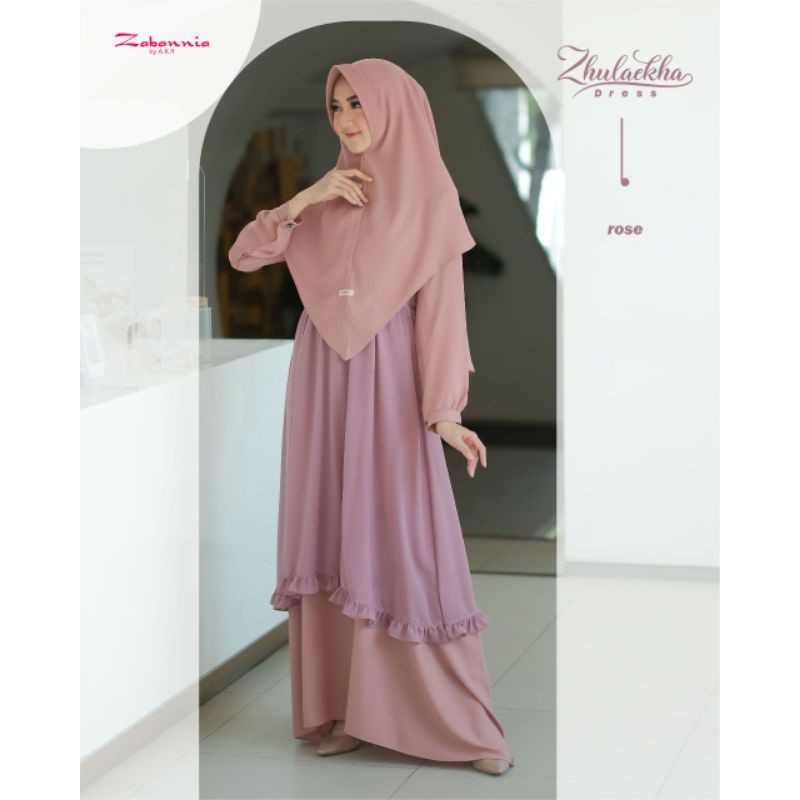 Gamis Zulaekha Set Dapat Khimar &amp; Pashmina