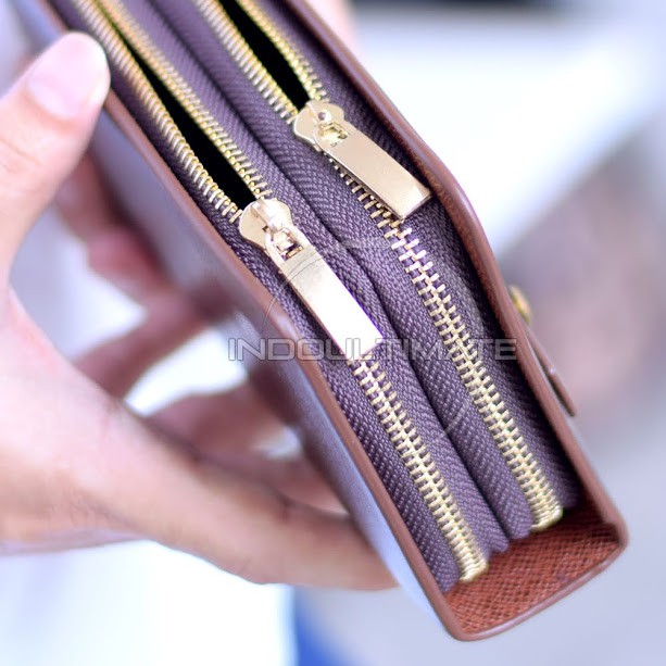 Dompet Pria HM-138-1 - Brown / Dompet Cowok Kartu ATM Panjang Lipat Kulit Import Murah