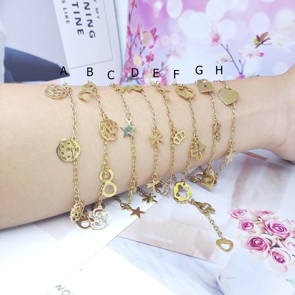 Gelang Kaki Tangan Besar Titanium Fashion Korea  Gold - BB628