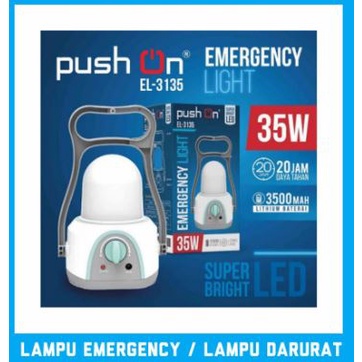 Lampu Emergency Push On EL - 3135 Led Emergensi 35 Watt PushOn EL 3135 Lampu Darurat Pas Mati Listrik Rechargeable Cas Isi Ulang Baterai Isi Ulang Model Patromak Lentera Putih Super Terang Dimer Dimmable Batere Lithium Termurah Harga Grosir Kurnia Group