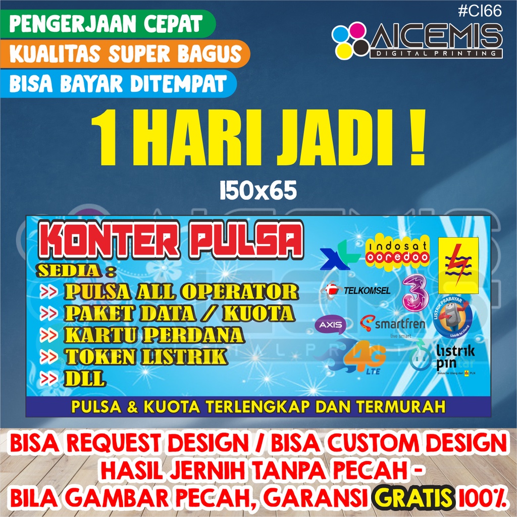 Spanduk 1 Hadi Jadi / Spanduk Jualan / spanduk banner etalase konter pulsa / spanduk konter hp / ban