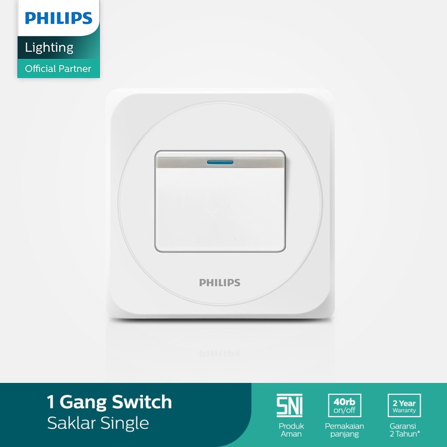 SAKLAR ENGKLE PHILIPS SIMPLY 1 WAY SINGLE SNI 1 CABANG UNTUK LAMPU SWITCH OUTLET