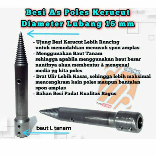 As Poles Kerucut Lubang 16mm As Poles Kerucut