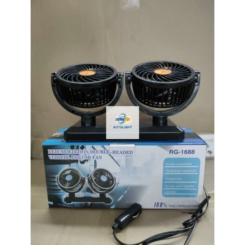 Kipas Angin Mobil 12V &amp; 24V Doublle Headed Fan Aksesoris Mobil Interior