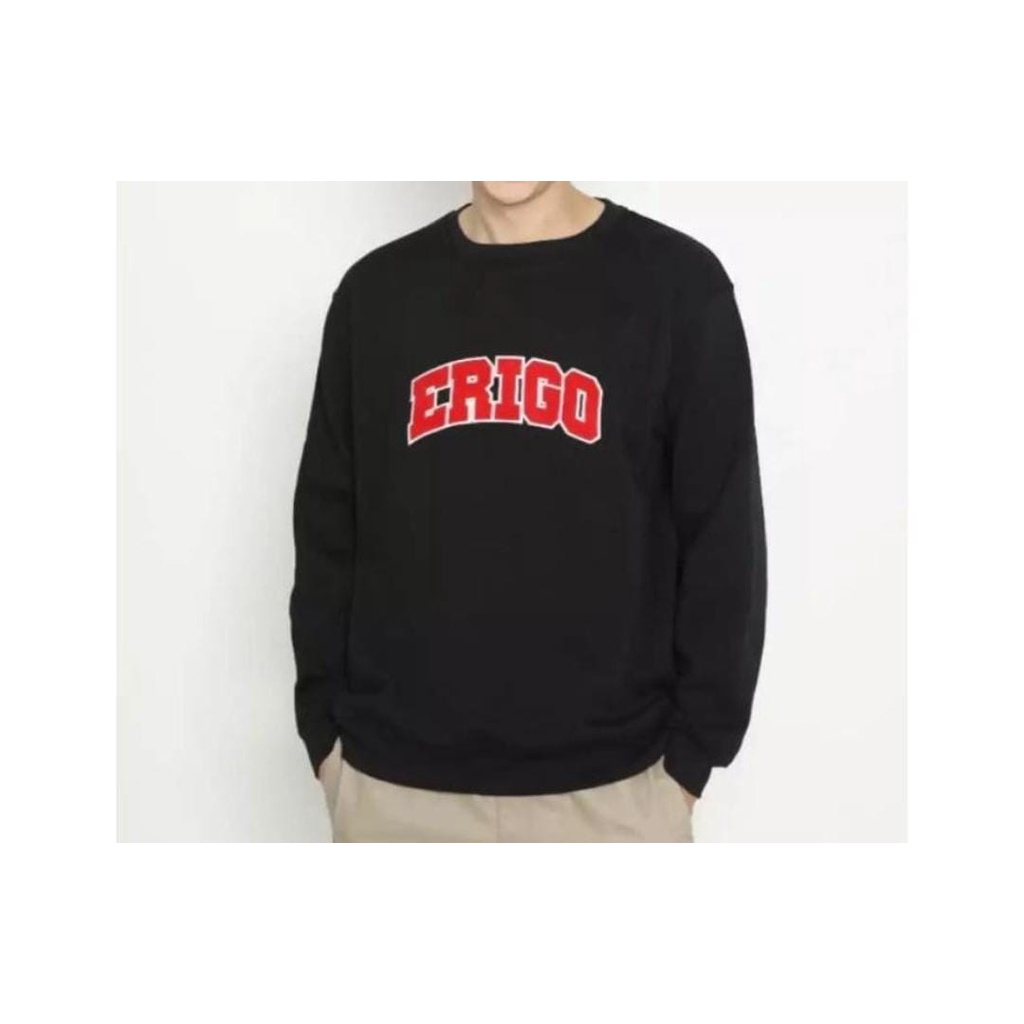 COD - Sweater Crewenk ERIYGO Navy Logo Texs Pull Bordir Premium Unisex