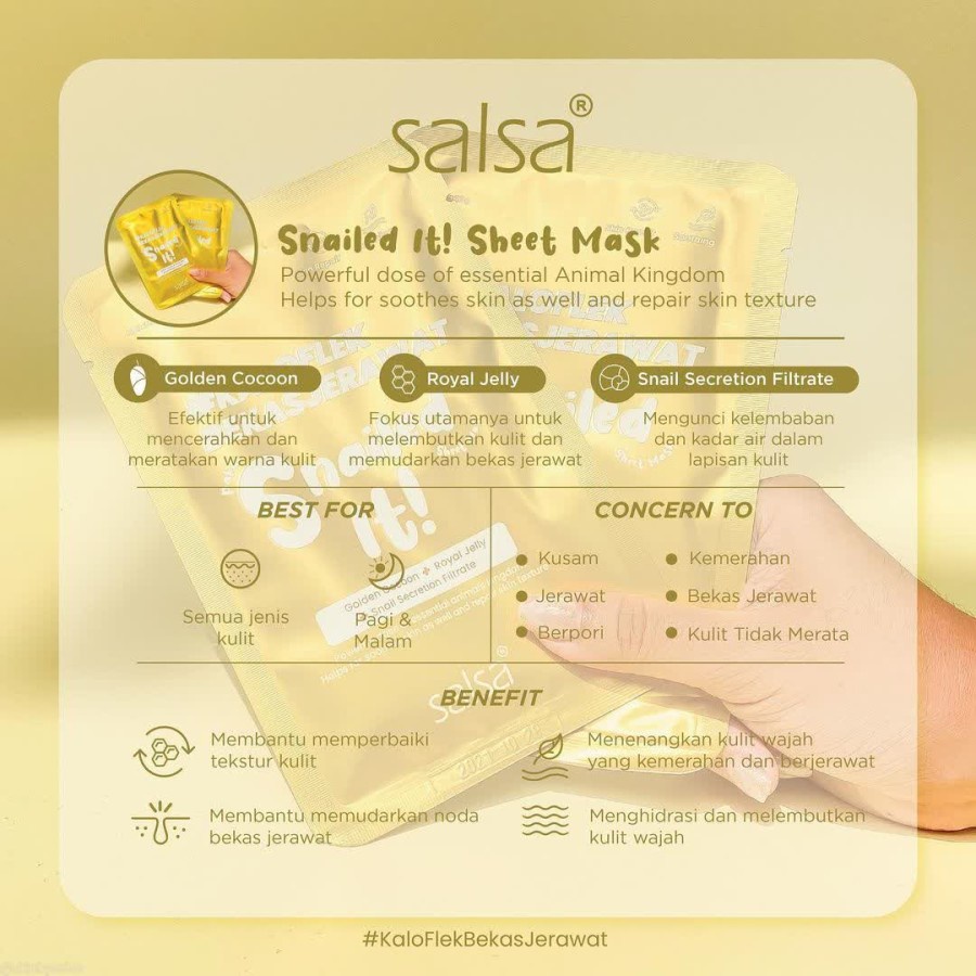 ★ BB ★ SALSA Sheet Mask - Masker Wajah Daily / Hyaluronic / Vitamin ABC / Snail