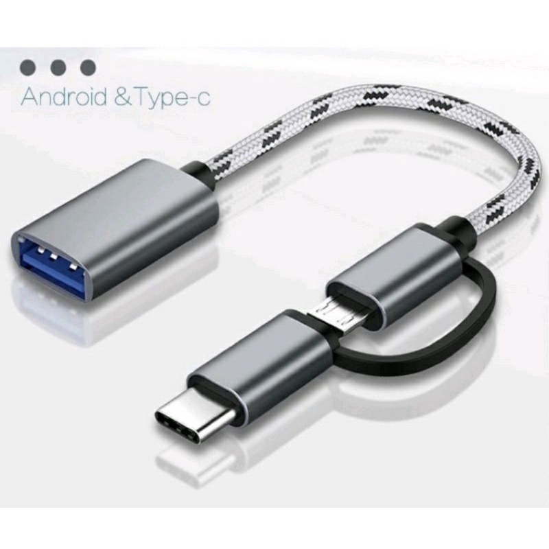 Jual Kabel OTG 2 in 1 Multifungsi Besi Cable Usb otg To Micro & Type C