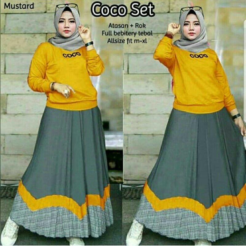 ST Set Stelan Atasan Blouse Skirt Babyterry Zara Coco