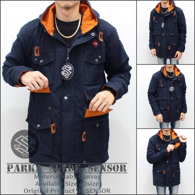 Jaket parka suede pria