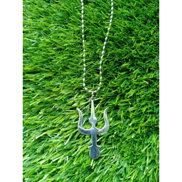 Kalung Trisula- Rantai Monel Beras & Bandulan Liontin Lambang Trisula Perguruan Silat PN Pagar Nusa