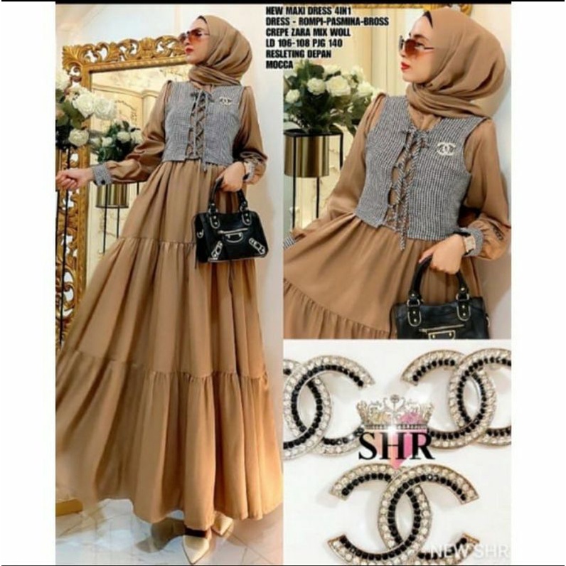 Maxy dress gamis perempuan (Maxy Dress shr premium) dress muslim baju kondangan maxi pesta modern im