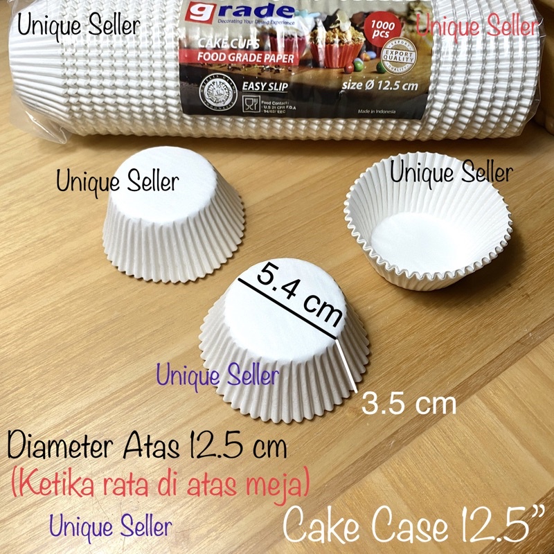 Paper Cup Cake Case 12.5” PUTIH &amp; MOTIF Base 5.4 cm isi 500 &amp; 1.000 / Kertas Alas Kue 12.5 / Paper Cup Case Kue 12.5 / Kertas Cup Cake Putih Polos 12,5&quot; / Cake Case Putih 12,5 / Cupcake Case Warna 125 mm / Kertas Cup Cake Cupcake Case