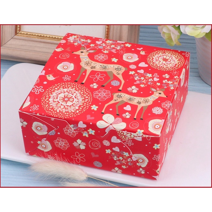 

TERLARIS box rusa 12 cm , kotak hadiah , gift box , kotak tema natal kotak kado - Merah