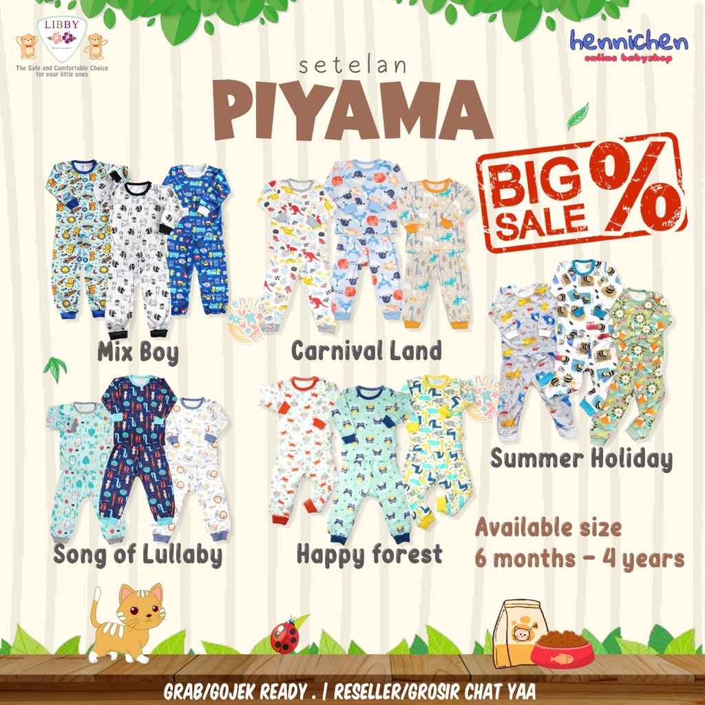 PROMO BANYAK MOTIF LIBBY BAJU TIDUR MURAH LIBBY Setelan PENDEK  Setelan PANJANG Piyama Set Baju tidur anak Bayi Libby NB 3-6 S M 2L XL XXL