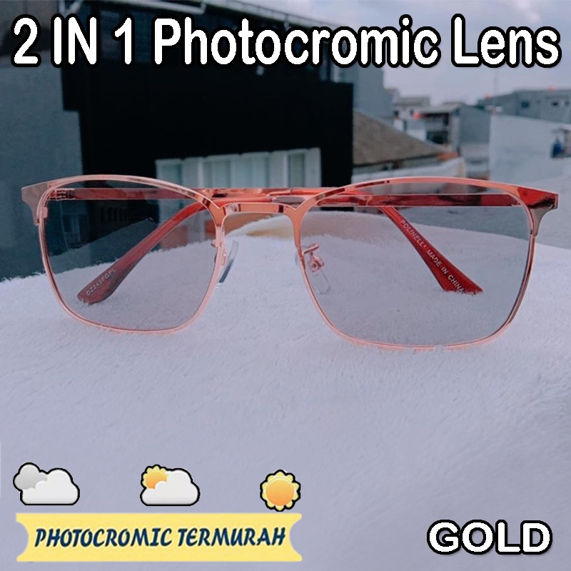 SALE KACAMATA PHOTOCROMIC - LENSA BERUBAH WARNA WANITA/PRIA VINTAGE KOREAN STYLE KACA MATA FOTOCROMIC FASHION TERKINI FRAME KOTAK BESI KACAMATA NORMAL HITAM TRANSPARAN TRANSISI 2IN1 KACAMATA GAYA CEWE COWO NEW STYLE KOREA