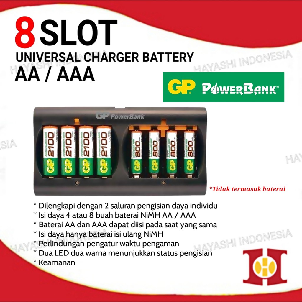 Smart Charging Baterai AA AAA Charger 8 Slot Cas Batre Isi Ulang