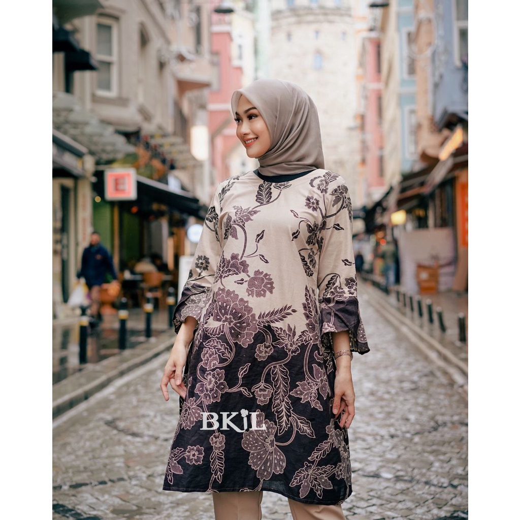 Atasan Batik Wanita Modern Dolby dolbi dobby dobi Batik Cassual Atasan Batik Wanita-amanda cream