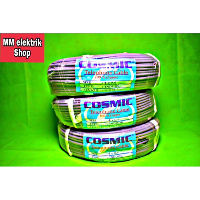 Kabel Telepon Kabel Lan Kabel Wifi 4×0,6 100 Meter Full Kabel Tembaga Murni Full COSMIC