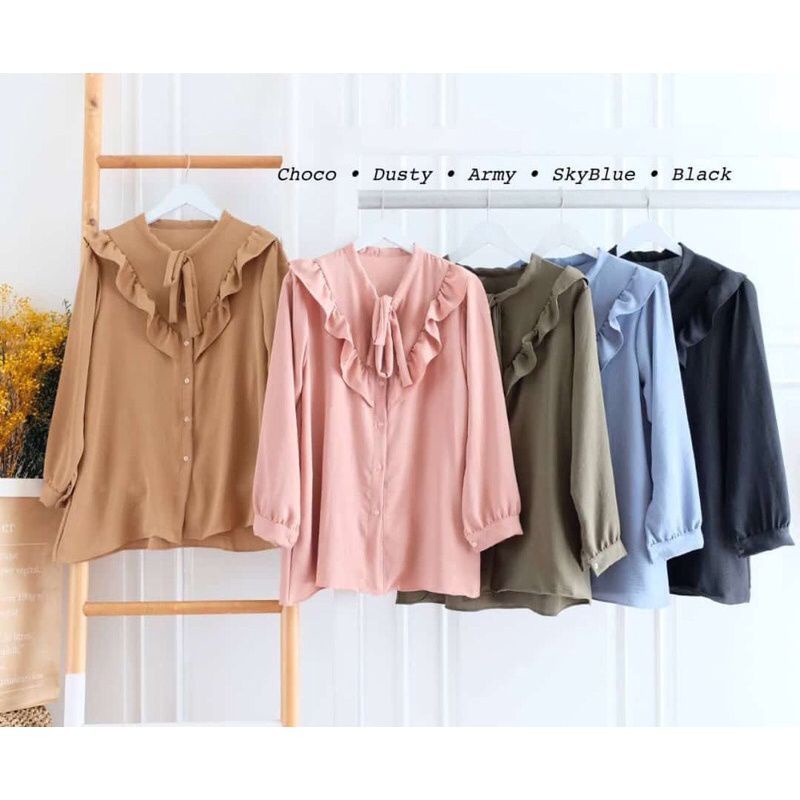 BLOUSE CRINKEL SAKU DUA/KANCING AKTIF