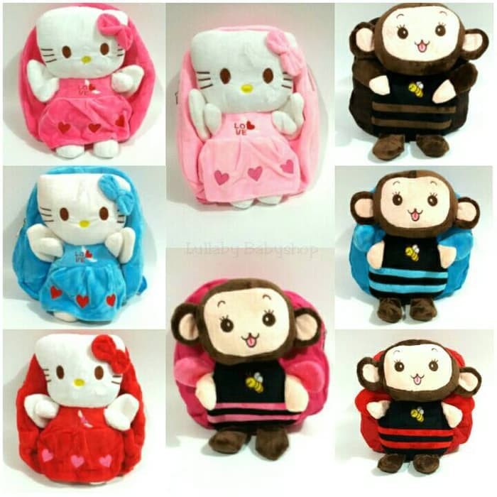 TS07 - Tas ransel boneka lucu hello kitty monyet anak balita bag LUCU
