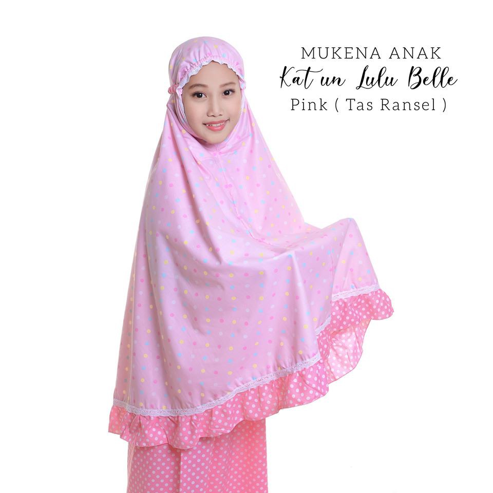 Mukena Anak Katun Lulu Belle Pink ( Tas Ransel )