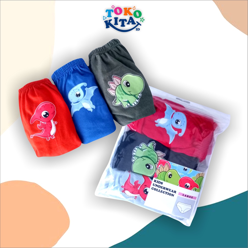 CELANA DALAM ANAK (3 pcs) CD Laki-laki Baby Dino MURAH