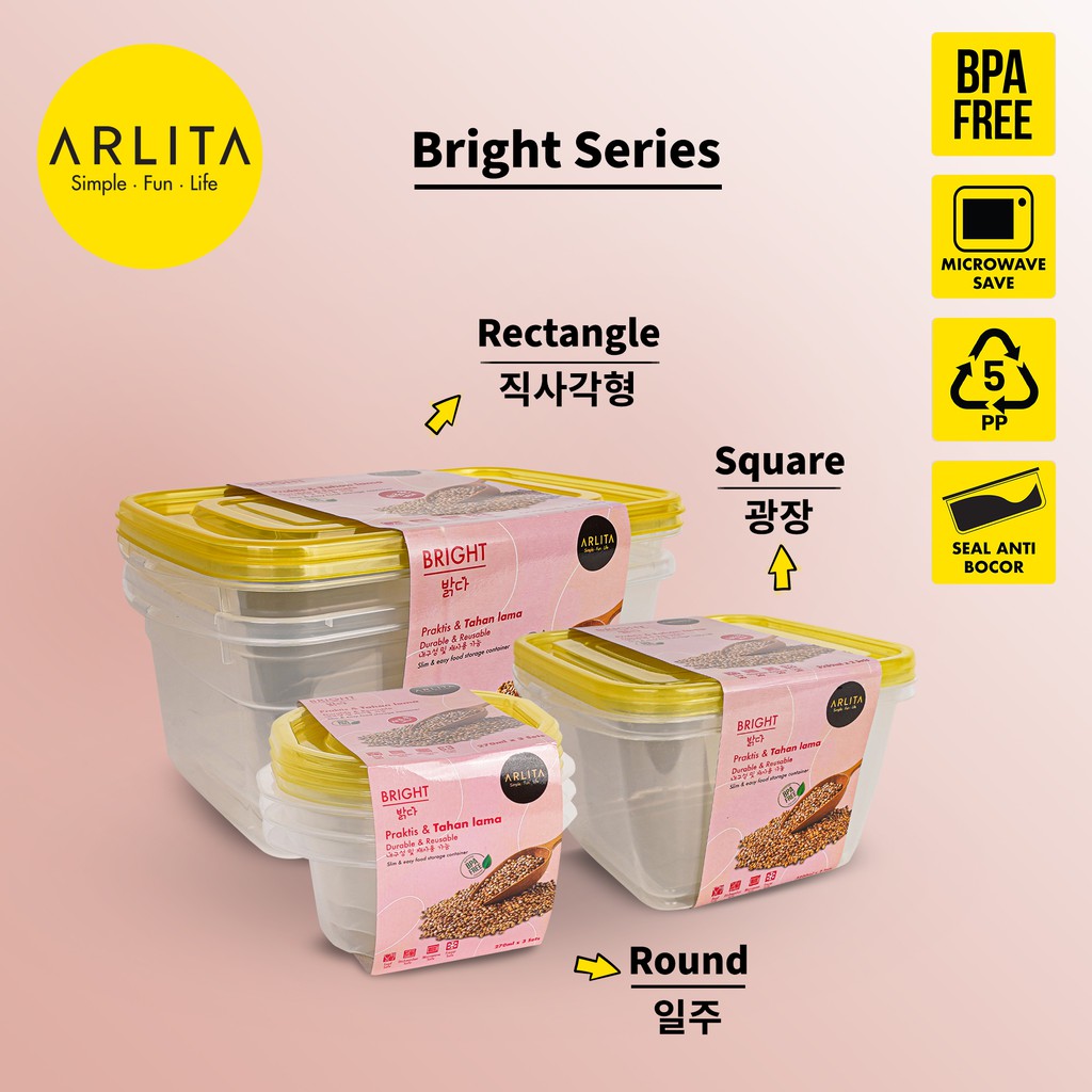 ARLITA BRIGHT SERIES PLASTIC CONTAINER Wadah Penyimpanan Plastik