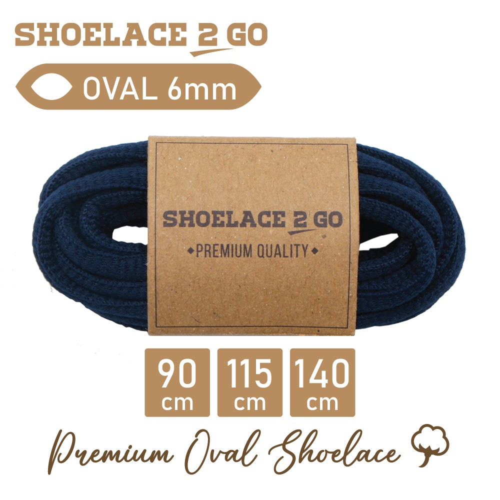 SHOELACE 2 GO TALI SEPATU LONJONG OVAL - SO6 - J2 - NAVY - 6MM - 90CM 115CM 140CM
