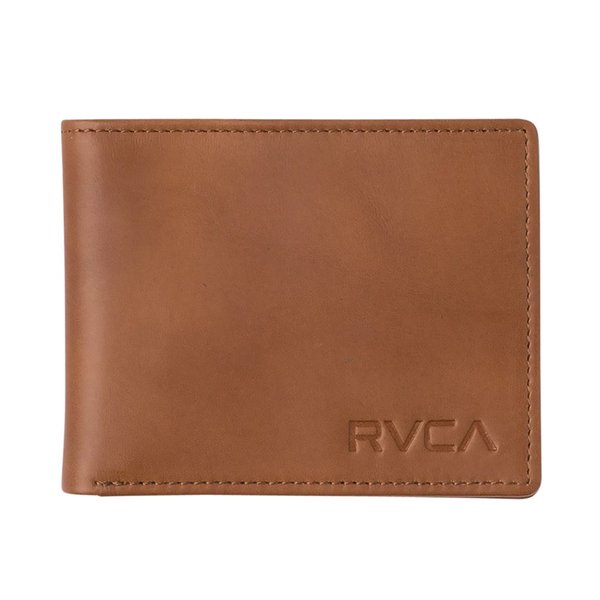 Dompet kulit RVCA brown crest bi fold wallet original