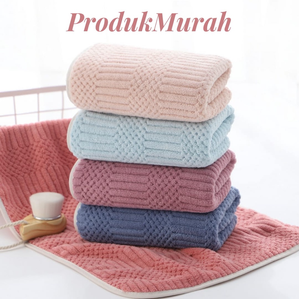 Handuk mandi bulu 70cmx140cm / handuk dewasa / polos salur besar daya serap tinggi dan lembut