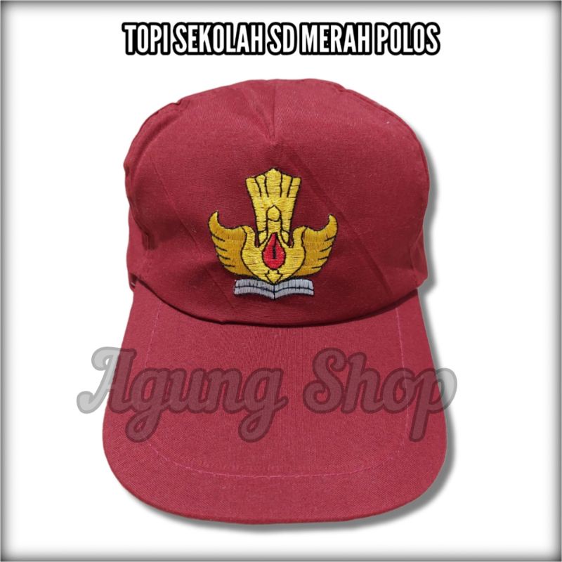 Topi Merah Polos SD