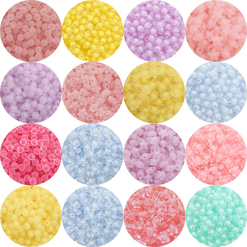 110 pcs Fashion Frosted Matte Permen Warna Plastik Akrilik Putaran Beads Untuk Gelang Kalung Anting-Anting Membuat DIY Perhiasan Temuan