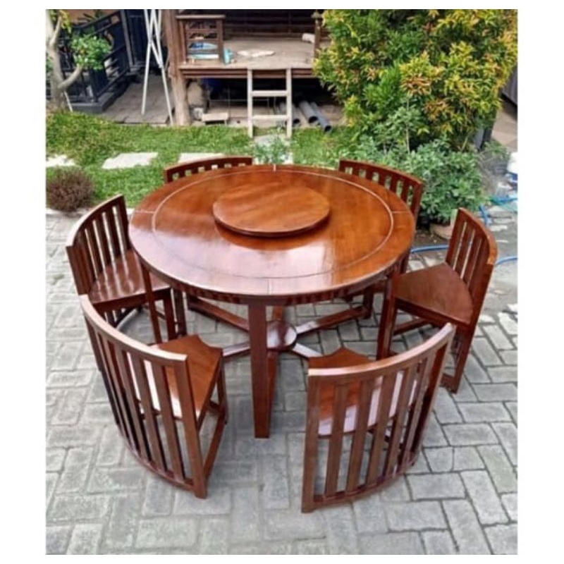 MEJA MAKAN OVAL FURNITURE JATI | MEJA MAKAN BULAT JATI | MEJA MAKAN BULAT JATI JEPARA