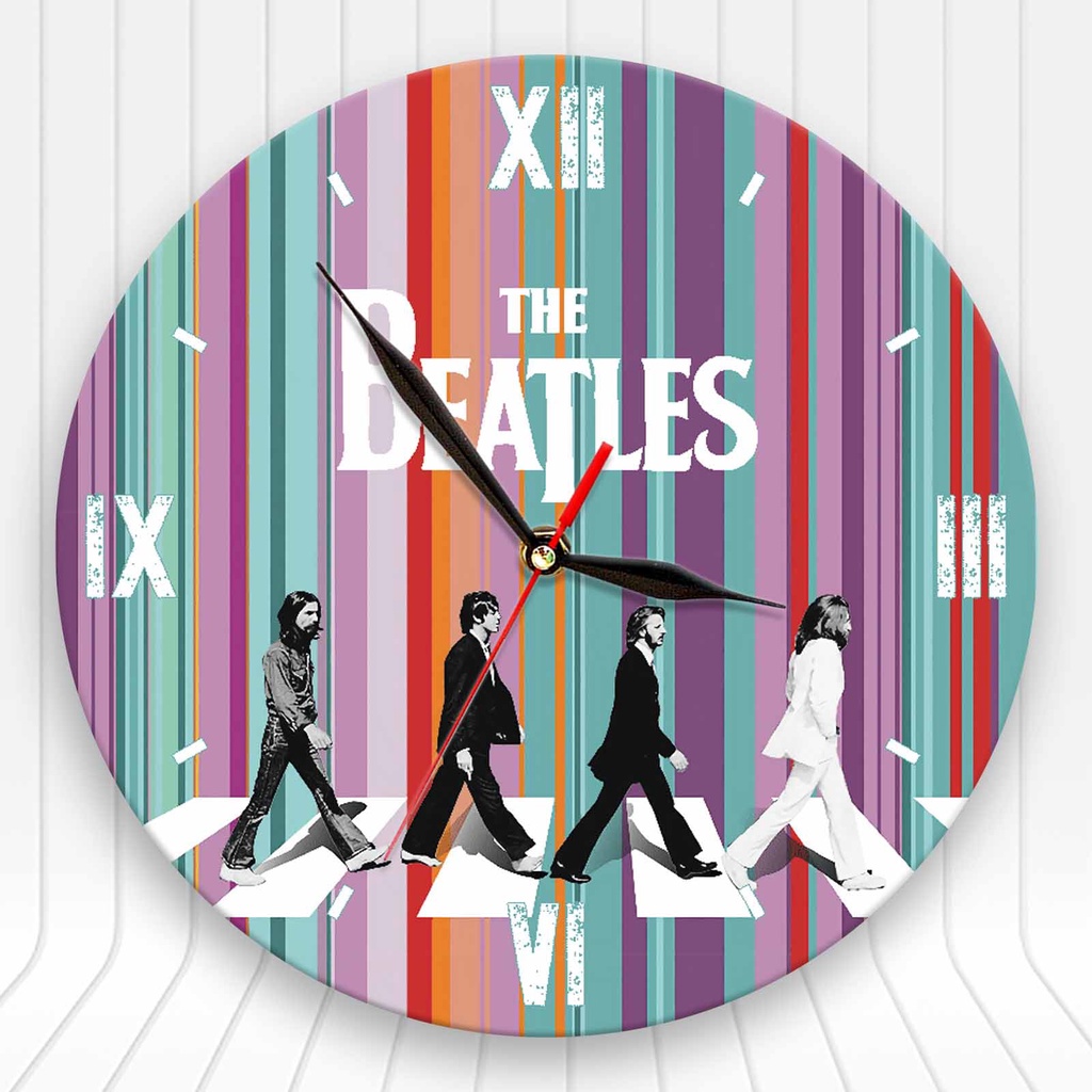 JAM DINDING KAYU UNIK BAND THE BEATLES - DEKORASI RUANGAN KAMAR - HADIAH ULANG TAHUN - BTLS S1-02BTLS-01