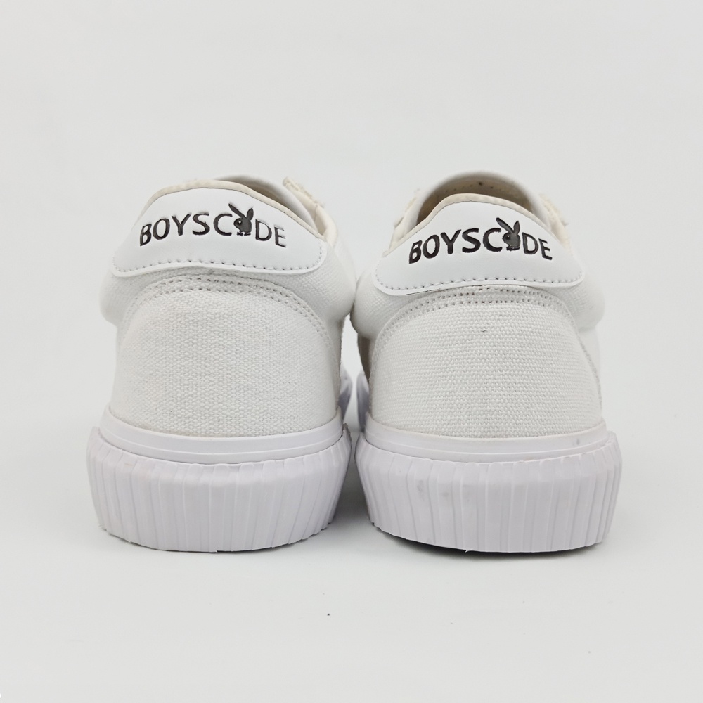 Sepatu Sneakers Casual Pria Wanita Brand Boyscode Original Vulcanized White Putih Outsole Gerigi