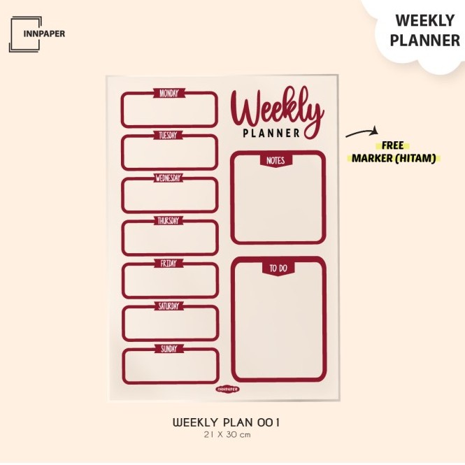 

Cantik Acrylic Weekly Planner Hemat