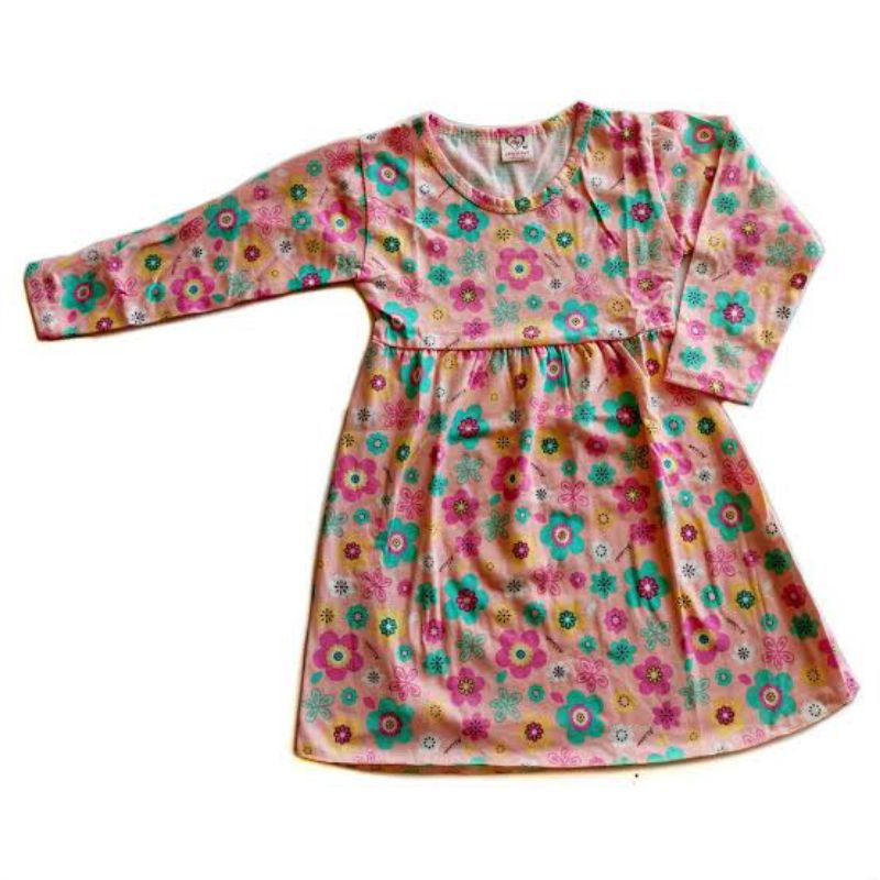 Dress Anak Perempuan Panjang Harian 1 - 5th motif bahan kaos Baju Tunik Bayi Balita Dres tokozifa25