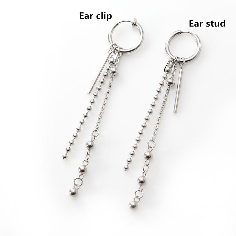 [Bayar Di Tempat]Park Ji Min Round Beads Long Chain Tassel Earrings BTS Earrings