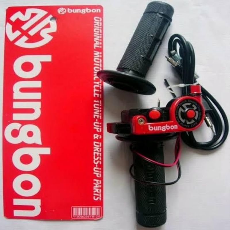 Gas Spontan Bungbon 2 Tombol + Handgrip Universal Vixion,Klx,Crf,Ninja,Fu,Mio,Supra,Jupiter,Rx King