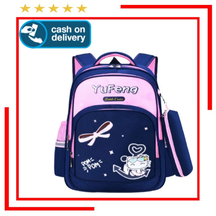 Tas Sekolah Anak Perempuan/Sd -Smp -Sma Backpack Ransel Wanita Cewek Set 2 In1 YUFENG